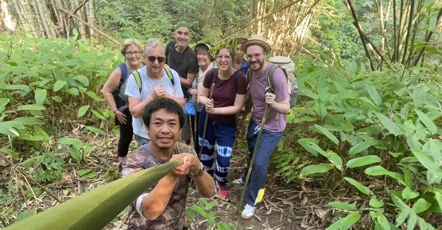 1 Day trekking : Chiang Rai popular activity,Fun in Nature. - Walking from the hot spring into bamboo forest