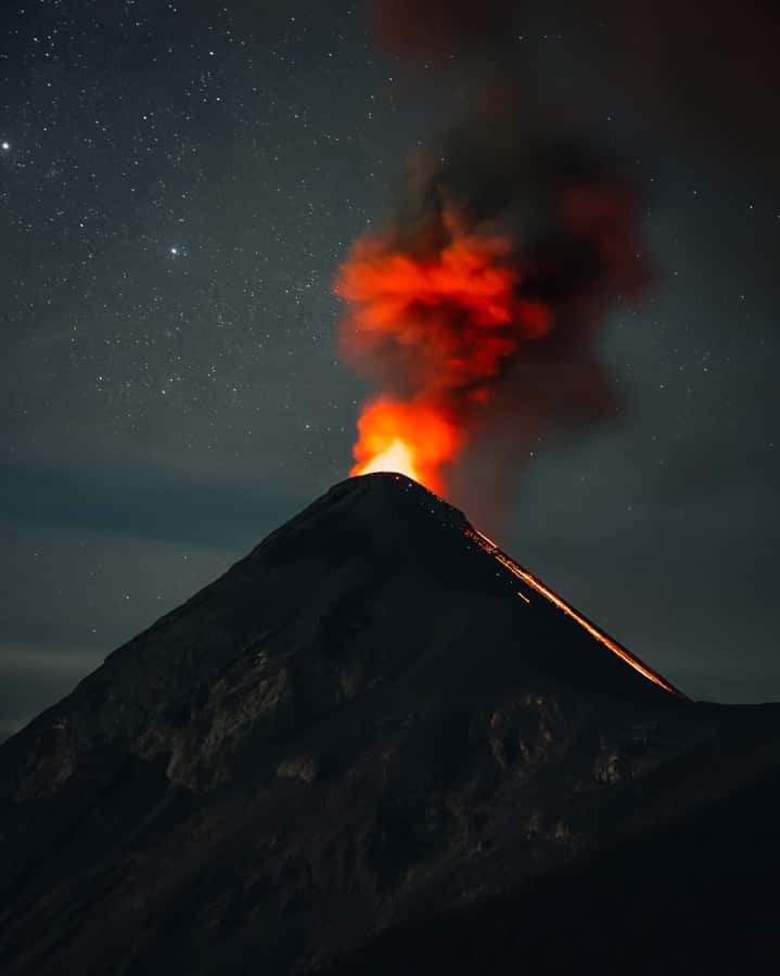 Acatenango Volcano Overnight Hike 2-Day Camping &Fuego Views - Dinner, a dome cabin, and Fuego by night