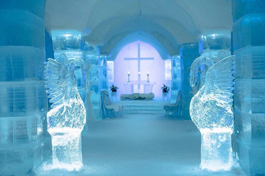 Alta: Igloo Ice Hotel and Hiking to the Frozen Waterfall. - Snowshoeing toward frozen Gargia Foss