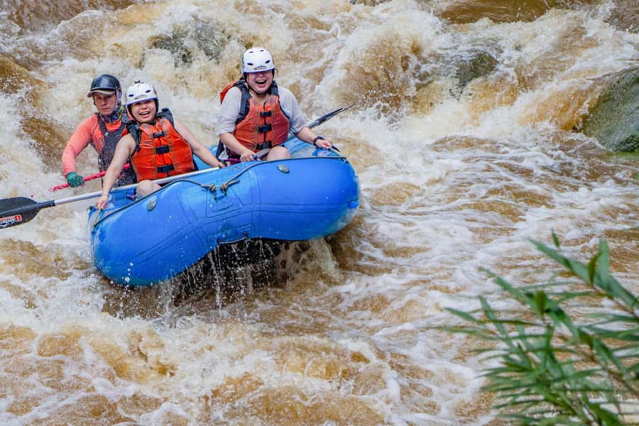 Chiang Mai: Whitewater Rafting and Waterfall Trekking Tour - The jungle walk to a 10-meter waterfall