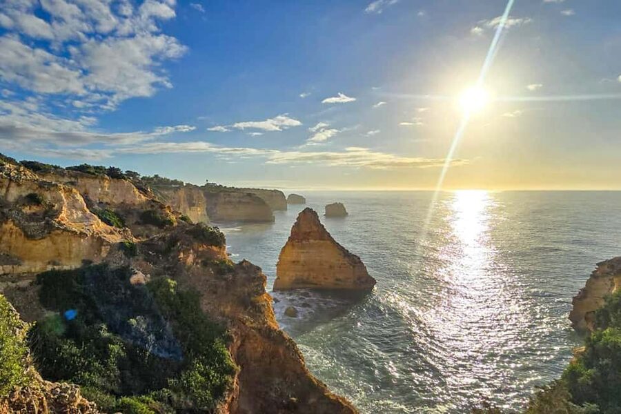 From Faro: Benagil Cliffs Hiking & 4 Treasures Experience - Looking into Benagil Cave from the top