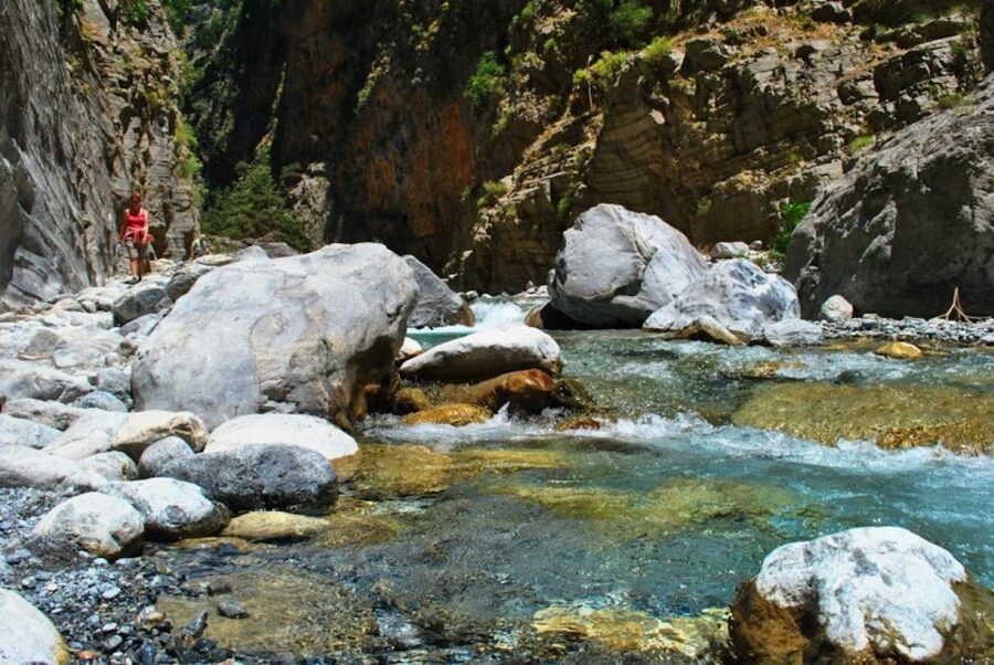 From Heraklion: Samaria Gorge & Agia Roumeli Hiking Day Trip - Inside Samaria Gorge: rocks, water, and Kri-kri