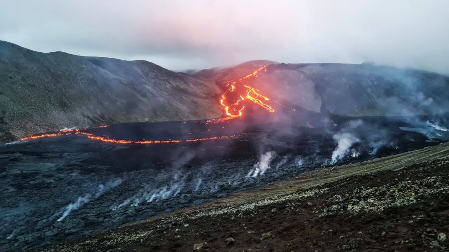 From Reykjavík: Fagradalsfjall Volcano Hike with Geologist - The crater viewpoint and wide Reykjanes views