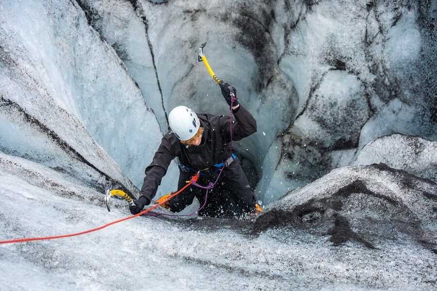 Reykjavík: Sólheimajökull Glacier Hike & Ice Climbing Intro - Learning to climb an ice wall