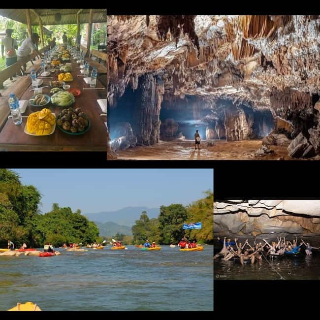 Vang Vieng: Day Tour with Kayaking, Ziplining, and Rafting - Lunch with a local plate