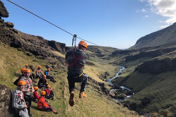 Zipline and Hiking Adventure Tour in Vík - Ziplining through Vík’s stream-cut valley